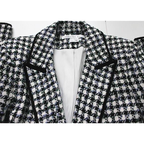 Veronica Beard Metallic Check Cotton Blend, Tweed Dickey Jacket, Size 8 - Picture 7 of 12